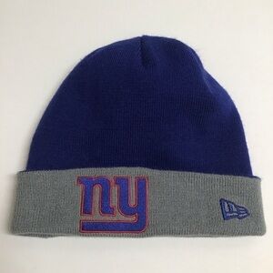 New York Giants NFL Football New Era Beanie Cuffed Knit Hat Blue Gray Vintage